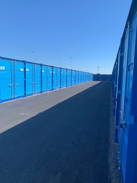 blue self storage containers