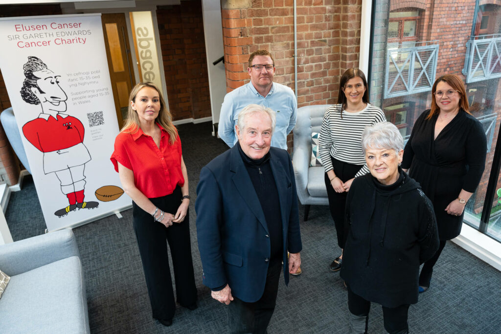 Sir Gareth Edwards along with members from Space2B, blue self storage and Techsol launching their partnership for supporting the Sir Gareth Edwards Cancer Charity