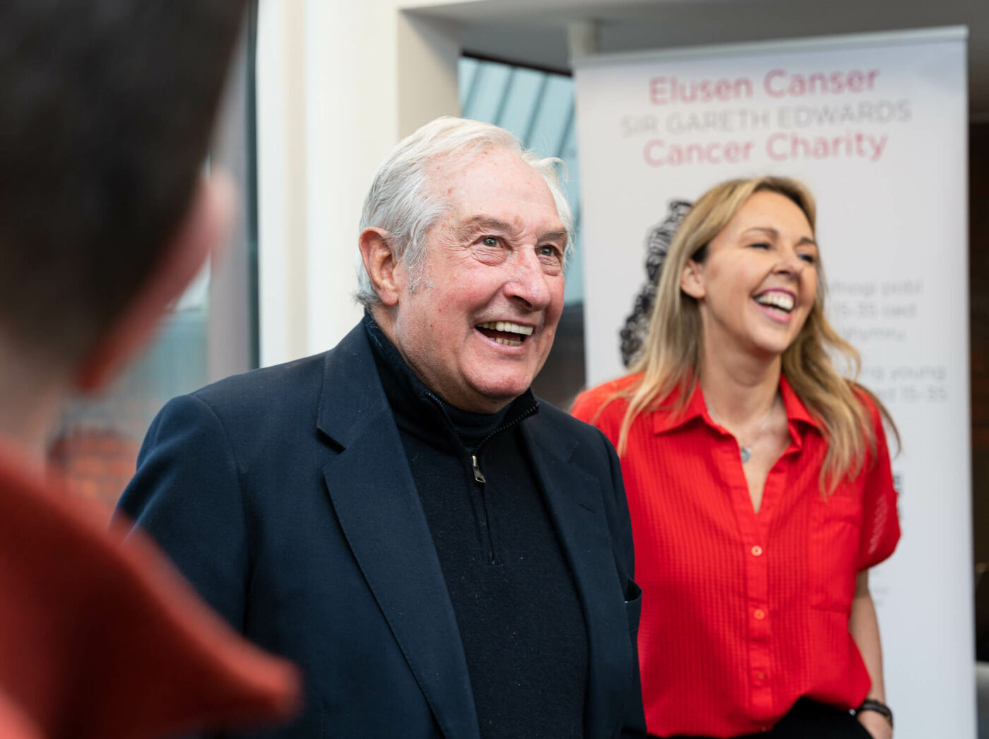 Sir Gareth Edwards along with members from Space2B, blue self storage and Techsol launching their partnership for supporting the Sir Gareth Edwards Cancer Charity