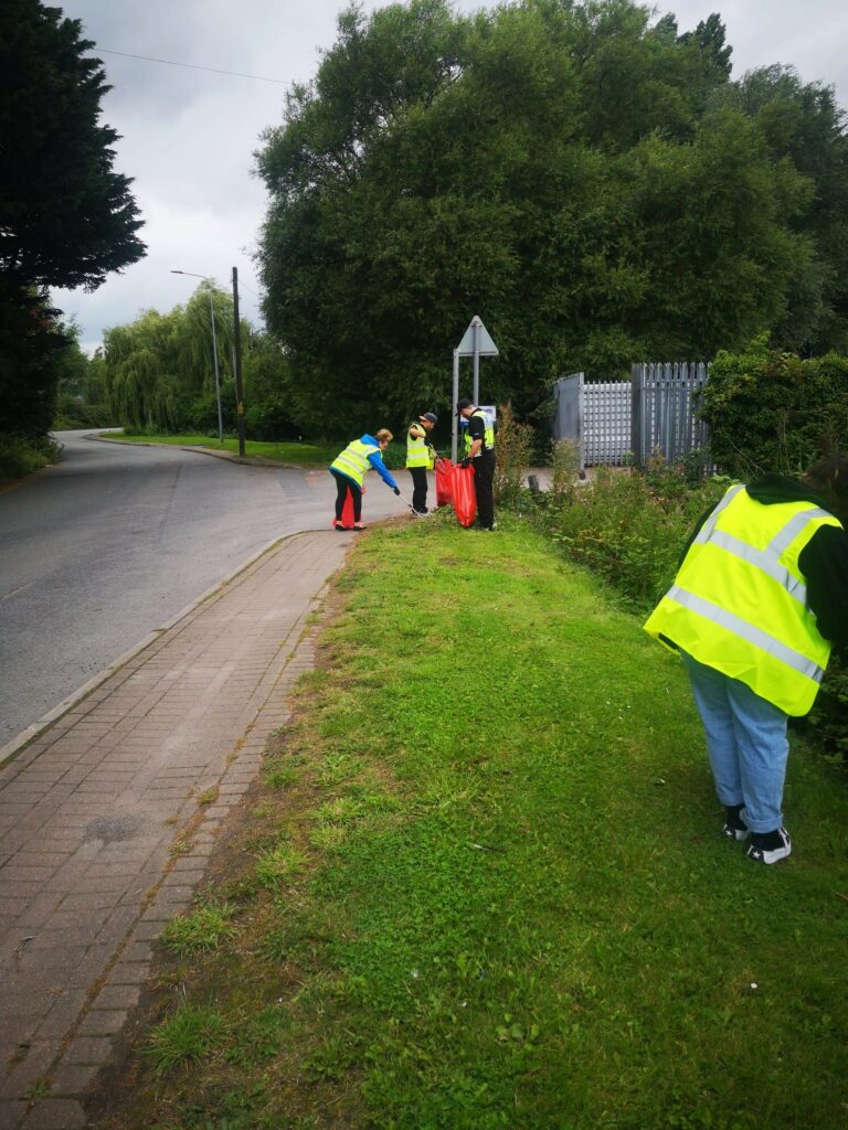 Litter-picking event at blue self storage WCP with Keep Wales Tidy